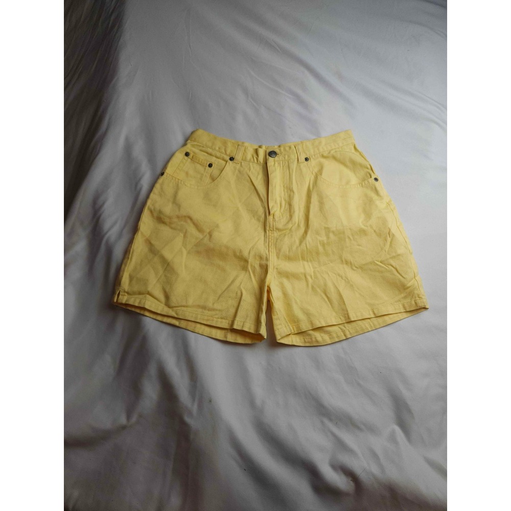 OCI Old College Inn Jean Company Yellow Denim Shorts High Waisted Womens Size 16